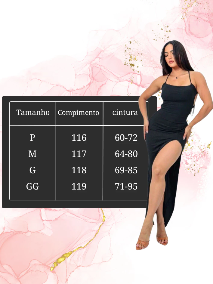 Vestido LONGO elegante com costas Fenda Lateral Empina Bumbum Colado Novo - Imagem 4