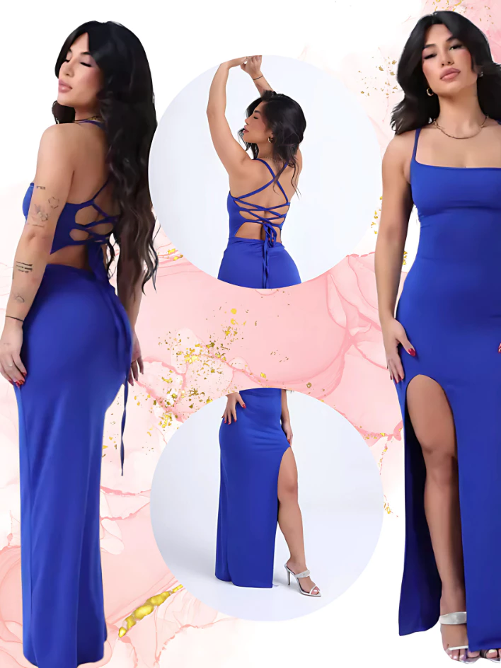 Vestido LONGO elegante com costas Fenda Lateral Empina Bumbum Colado Novo - Imagem 3