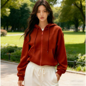 Blusa Moletom Feminina Flanelada com Zíper Casual