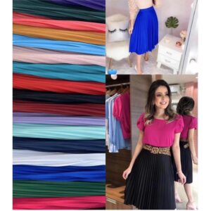 Saia Plissada Midi Forrada Lisa - Elegante